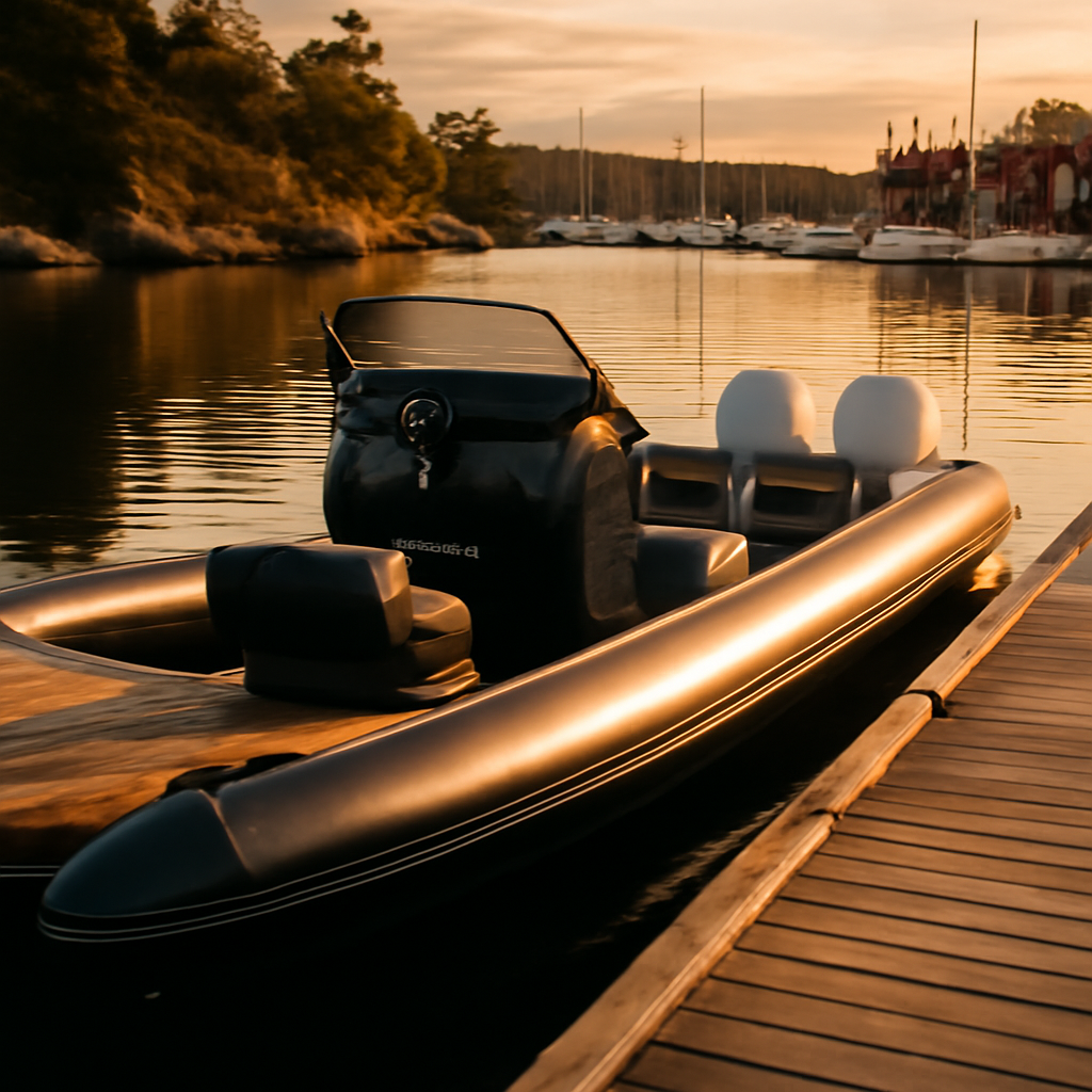 RIB-båt vid brygga