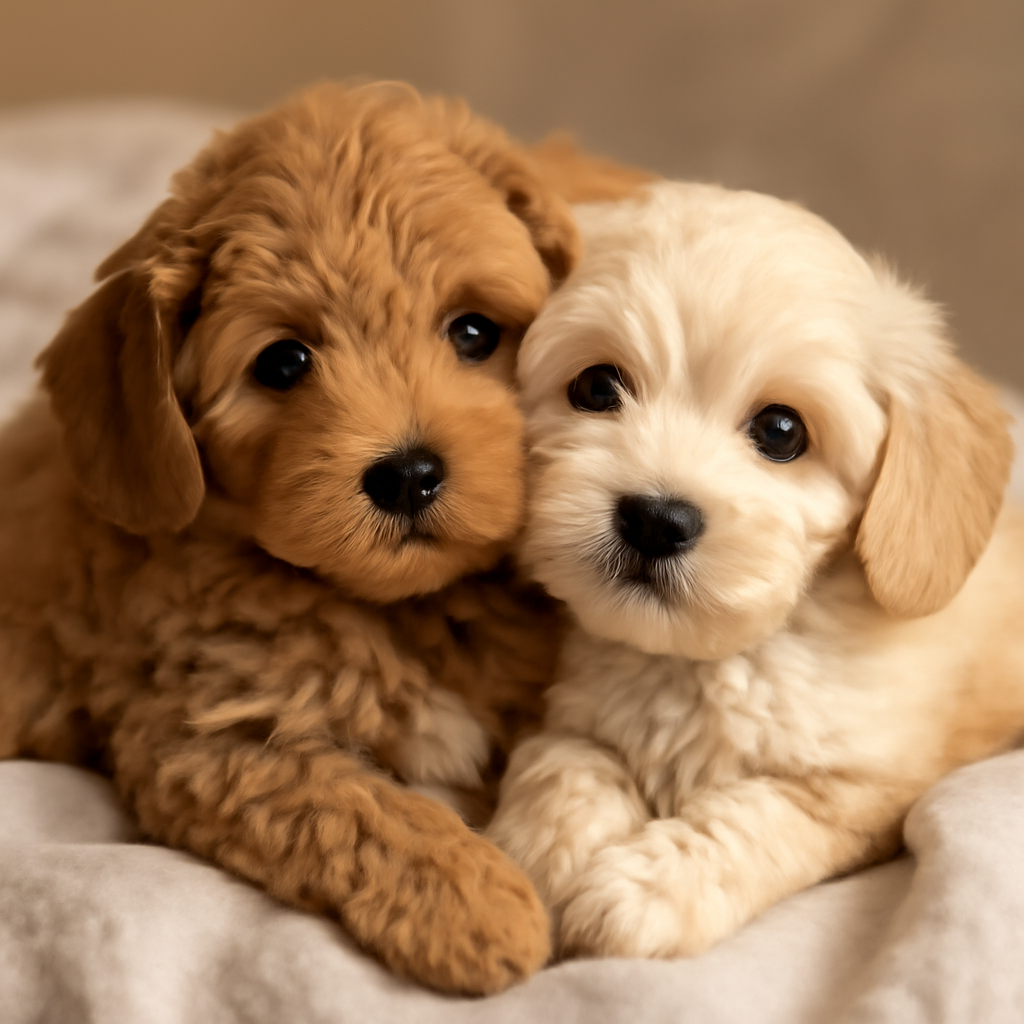 Två cavapoo-valpar